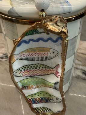 NC Handmade Oyster Shell Wine Ornament!